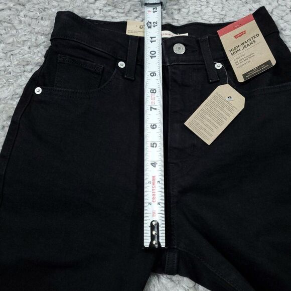 Levi's High Waisted Mom Jeans Tapered Stretch Size 24 x 29 Black High Rise - Picture 11 of 12